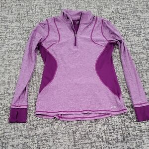 Champion Purple Fitted Zippered Polo Sweatshirt